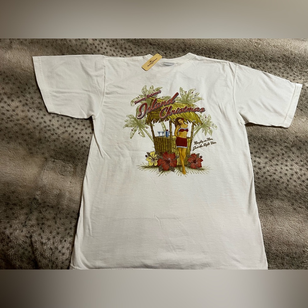 TOMMY BAHAMA Vintage 90’s T Shirt ISLAND CHRISTMAS Naughty Or Nice Old Tag NWT S